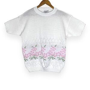 Vintage Jessica Scott Short Sleeve Floral Sweater